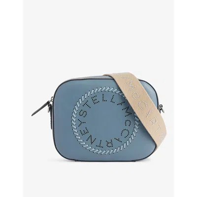 Stella Mccartney Womens Blue Lagoon Circle Faux-leather Cross-body Bag In Metallic