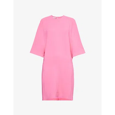 Stella Mccartney Womens Bright Pink Cape-effect Draped Crepe Mini Dress