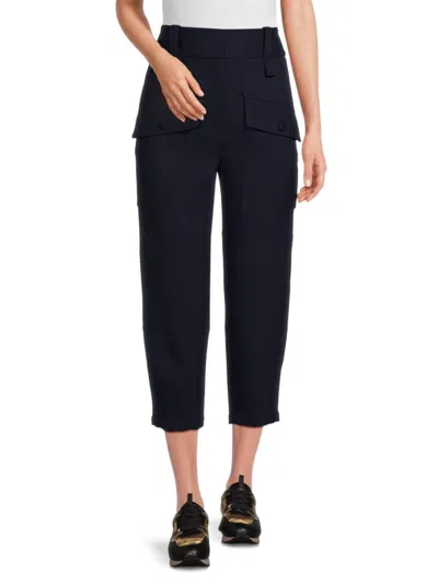 Stella Mccartney Women's Cecilia Stretch Wool Cropped Cargo Pants In Navy