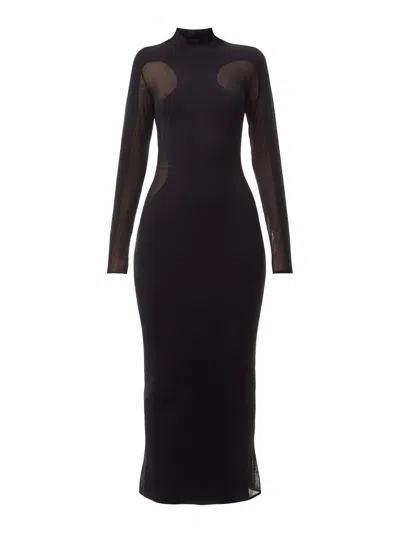 Stella Mccartney Mesh-trim Miracle Midi Dress In Black