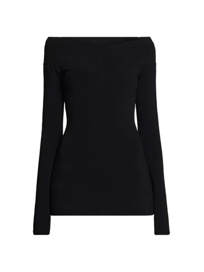 Stella Mccartney Women's Compact Knit Off-the-shoulder Top In Black
