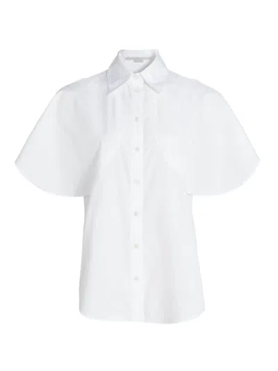 Stella Mccartney Women's Cotton Round-sleeve Shirt In Pure White