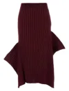 Stella Mccartney Cotton Skirt With Asymmetric Hem And Ribbed Texture In Burgundy