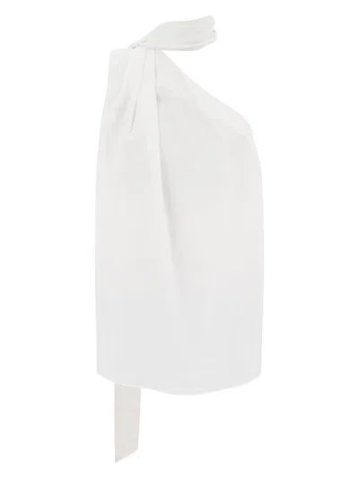 Stella Mccartney Women's Cream Asymmetric Viscose Top In Sand