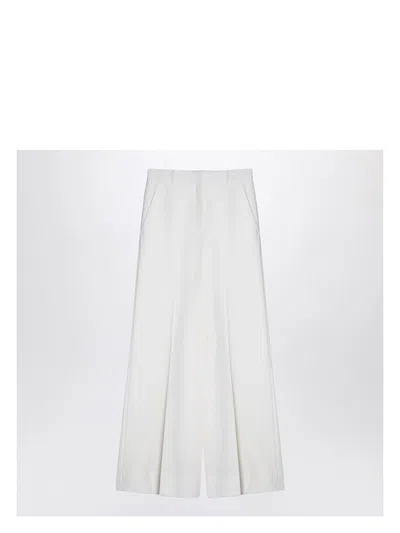 Stella Mccartney Women's Cream-coloured Wool Flared Trousers