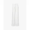Stella Mccartney Womens Cream Iconic Pressed-creases Straight-leg High-rise Stretch-wool Trousers In Cream