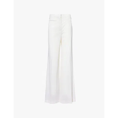 Stella Mccartney Womens Cream Iconic Pressed-creases Straight-leg High-rise Stretch-wool Trousers In White