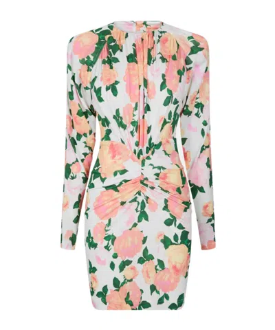 Stella Mccartney Gathered Floral-print Jersey Mini Dress In Multi
