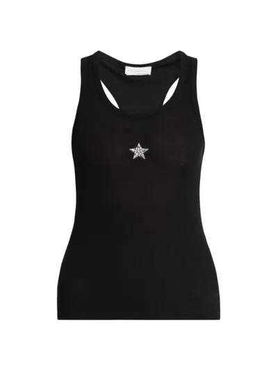 Stella Mccartney Women's Crystal Mini Star Scoopneck Tank In Black