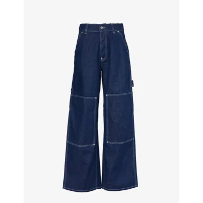 Stella Mccartney Womens Dark Blue S-wave Cargo-pocket Straight-leg Jeans