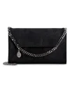 Stella Mccartney Femina Vegan Black Shaggy Deer Fabric Handbag With Silver Chain And Magnetic Flap In Nero