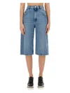 Stella Mccartney Denim Bermuda Shorts In Clear Blue