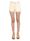 Stella Mccartney Denim Shorts With Branded Band In Yellow