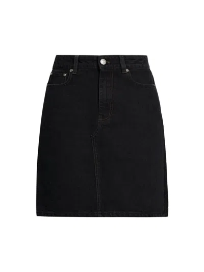 Stella Mccartney Women's Denim-lace A-line Miniskirt In Black