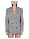 Stella Mccartney Oversize Double Breasted Stretch Wool Jacket In Black