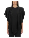 Stella Mccartney Asymmetric Layered Lightweight Satin Blouse In Black