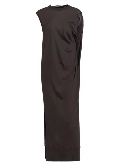 Stella Mccartney Draped Knit Maxi Dress In Chocolate