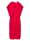 Stella Mccartney Draped Sleeves V-neck Midi Dress In Red