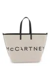Stella Mccartney Ecru Cotton-blend Tote Bag With Logo