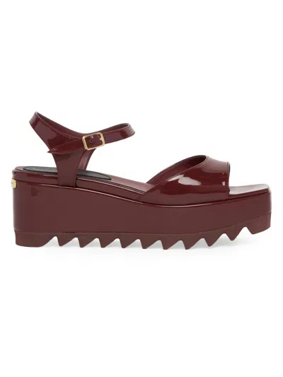 Stella Mccartney Women's Elyse 80mm Faux Patent Leather Platform Sandals In Burgundy