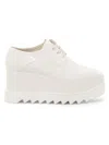 Stella Mccartney Women's Elyse Shiny Patent 75mm Platform Lace-up Shoes In White