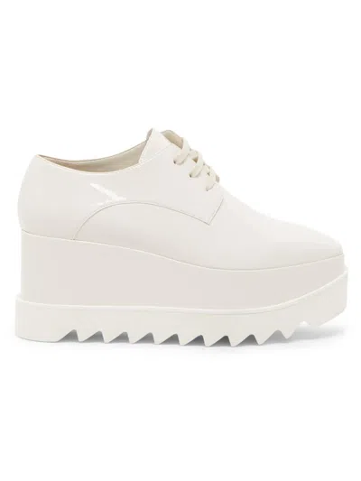 Stella Mccartney Women's Elyse Shiny Patent 75mm Platform Lace-up Shoes In White