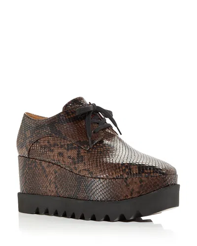 Stella Mccartney Women's Elyse Snake Embossed Wedge Sneakers In Brown