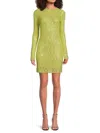 Stella Mccartney Crystal Lace Long-sleeved Mini Dress In Lime