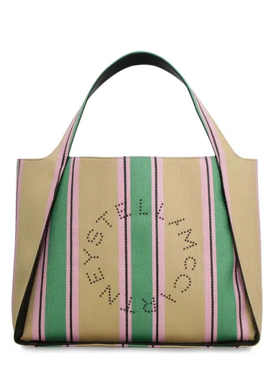 STELLA MCCARTNEY WOMEN'S EMBROIDERED RAFFIA STELLA LOGO SHOPPING BAG