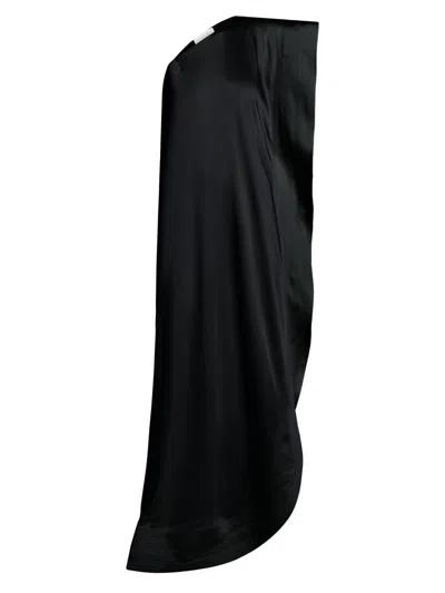 Stella Mccartney Womens Black Envers Asymmetric Satin Midi Dress
