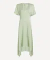 Stella Mccartney Envers Satin V Neck Dress In Green
