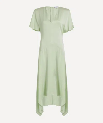 Stella Mccartney Women's Envers Sherbert Green Satin V-neck Dress