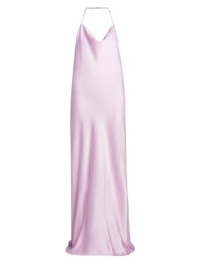 Stella Mccartney Halter Neck Floor Length Backless Dress Draped In Pink