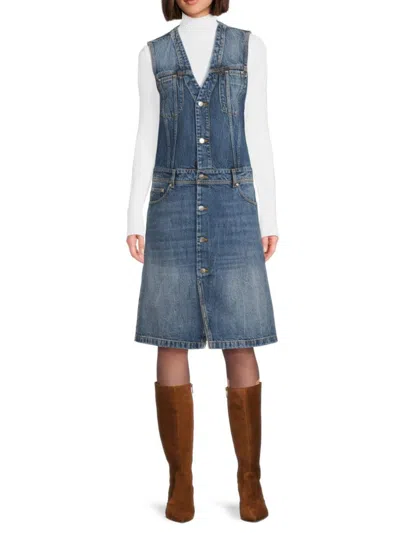 Stella Mccartney Women's Faded V-neck Denim Shirtdress In Mid Blue Vintage