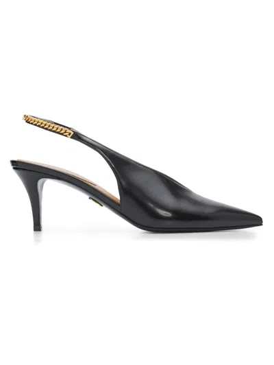 Stella Mccartney Women's Falabella 65mm Chain-detail Slingback Pumps In Black