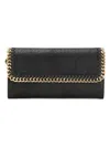 Stella Mccartney Black Falabella Continental Flap Wallet In Black