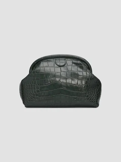 Stella Mccartney Women's Falabella Croc-embossed Clutch In Forest Green