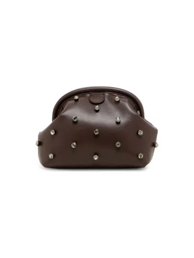 Stella Mccartney Women's Falabella Crystal-studded Clutch In Dark Taupe