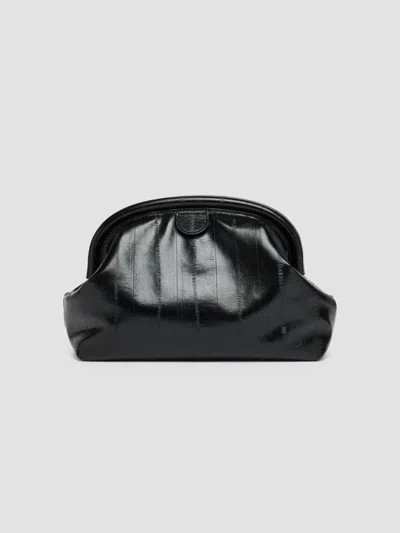 Stella Mccartney Women's Falabella Eel-embossed Clutch In Black