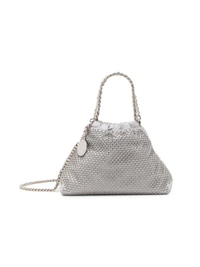 Stella Mccartney Mini Falabella Crystal-mesh Shoulder Bag In Silver