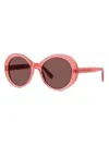 Stella Mccartney Women's Falabella Pins 54mm Round Sunglasses In Transparent Coral Bordeaux