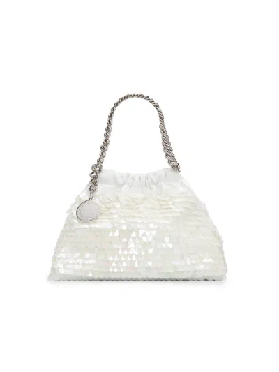 Stella Mccartney Falabella Mini Drawstring Bag Oversized Sequins On Handbag In Neutral