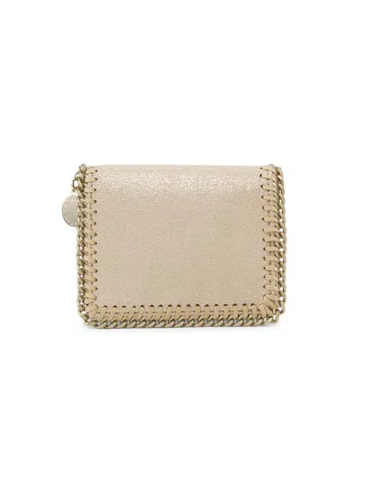 Stella Mccartney Women's Falabella Shiny Chain-trim Bifold Wallet In Gold