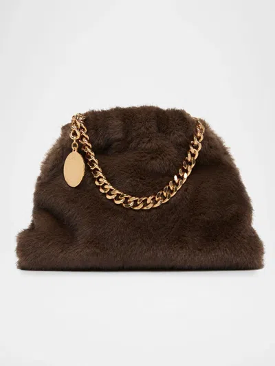 Stella Mccartney Women's Falabella Soft Faux-fur Chain Clutch In Coffee