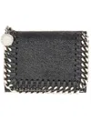 Stella Mccartney Black Tri-fold Wallet With Chain Detail In Black