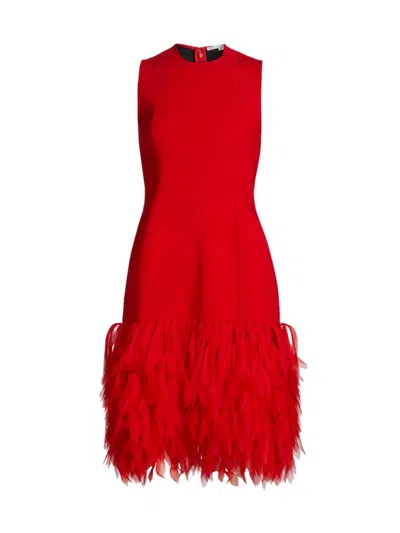 Stella Mccartney Women's Faux Feather-trimmed Sleeveless Midi-dress In Red
