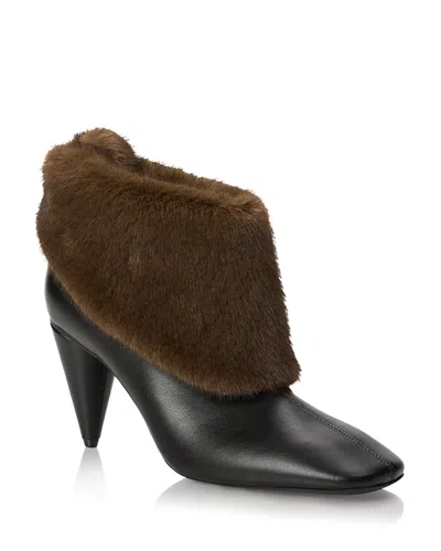 Stella Mccartney Women's Faux Fur Trim Ankle Boots In Black