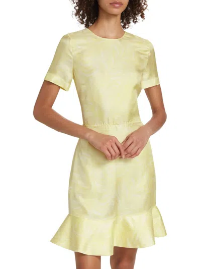 Stella Mccartney Women's Feather Silk Flounce Minidress In Lime