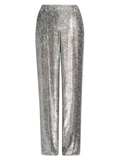 Stella Mccartney Women's Fil Coupe Leopard Trousers In Silver