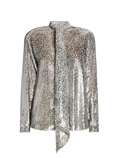 Stella Mccartney Women's Fil Coupe Leopard-print Shirt In Silver